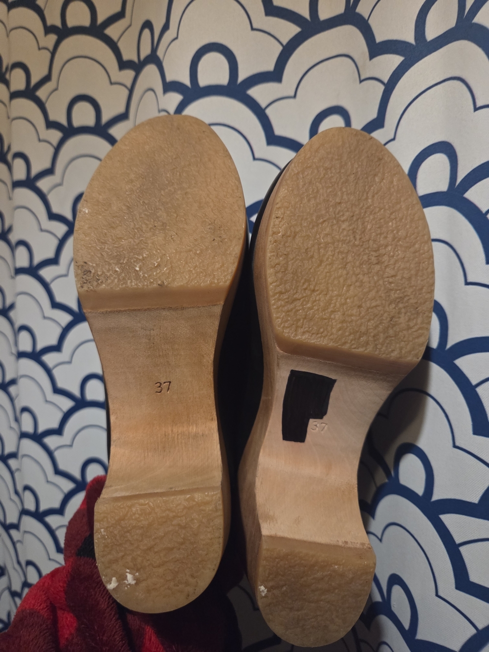 FRAME Le Ione Black Leather Wooden Wedge Clogs - Size 37 (US 7) - Picture 5 of 5